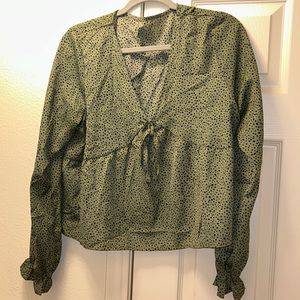 V neck long sleeve blouse